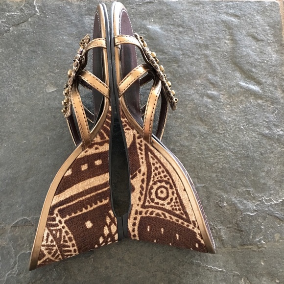 Franco Sarto Open Back Wedge Beaded Sandals - Picture 3 of 8